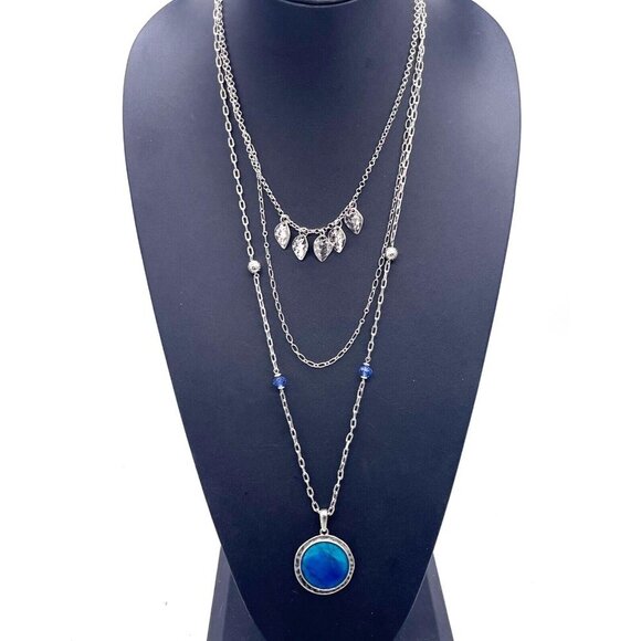 Kenneth Cole Multi-Strand Chain Pendant Necklace Silver Tone 19 to 22 Inches - Picture 1 of 6